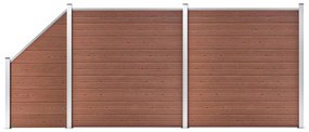 Painel vedação WPC 2 quadrados + 1 inclinado 446x186cm castanho