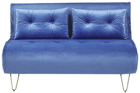 Sofá-cama 2 lugares em veludo azul marinho VESTFOLD Beliani