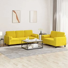 3202040 vidaXL 2 pcs conjunto de sofás com almofadas veludo amarelo