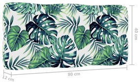 Almofadão para sofá de paletes 80x40x12 cm tecido padrão folhas