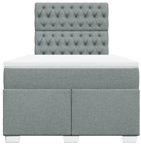 Cama boxspring com colchão 120x190 cm tecido cinzento-claro