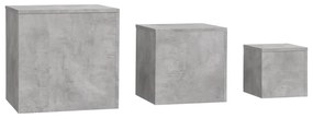 Mesas de apoio 3 pcs derivados de madeira cinza cimento