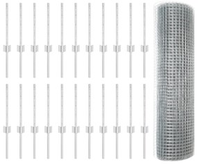 Cerca de Arame Soldado com 22 Postes U Prata 0.4x50 m Aço