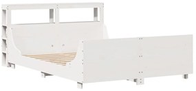 Cama sem colchão 160x200 cm madeira de pinho maciça branco