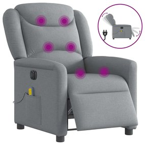 Poltrona de massagens reclinável elétrica tecido cinzento-claro