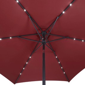 Guarda-sol LED Florida com proteção UV 80+ Ø300 x 250 cm Vermelho