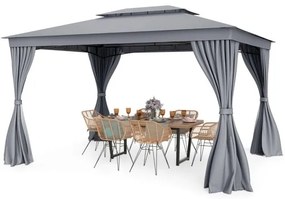 Gazebo para churrasqueira 242 x 150 cm com 2 prateleiras e 6 ganchos - Cinza