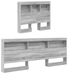 Cama com Estante Cinza Sonoma 90x190 cm Madeira Engenheirada