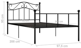 Estrutura de cama 90x200 cm metal preto