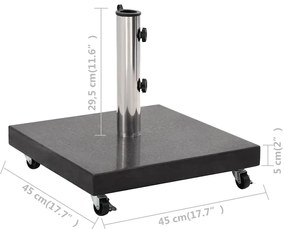 Base de guarda-sol quadrada granito 30 kg preto