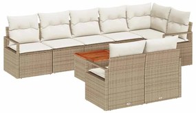 Conjunto de Sofás de Jardim 9 pcs Bege, branco Grande