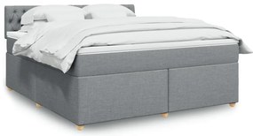 vidaXL Cama com molas/colchão 180x200 cm tecido cinzento-claro