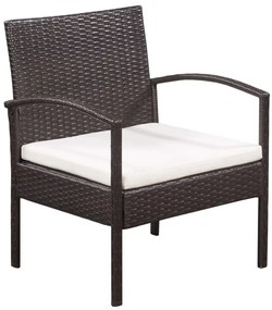 5 pcs conjunto lounge jardim c/ almofadões vime PE castanho
