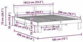 Estrutura da Cama com cabeceira Branco 180 x 200 cm
