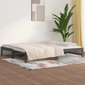 vidaXL Sofá-cama de puxar 2x(90x200) cm pinho maciço cinza