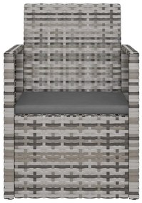 3 pcs conjunto lounge exterior c/ almofadões vime PE cinzento