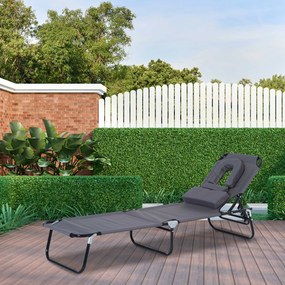 Outsunny Espreguiçadeira Dobrável com Encosto Ajustável em 4 Posições Espreguiçadeira de Jardim com Almofada Estrutura de Aço Tecido Oxford para Acamp