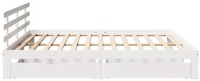 Estrutura de cama c/ gavetas 180x200 cm pinho maciça branco