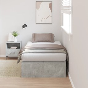 Cama Box com Arrumação Cinza Concreto 75x190 cm em Madeira Engenharia