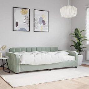 Sofá-cama com colchão 100x200 cm veludo cinzento-claro