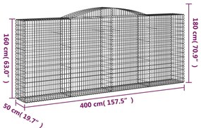 Cestos gabião arqueados 20 pcs 400x50x160/180 ferro galvanizado