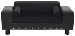 Sofá para cães 81x43x31 cm pelúcia e couro artificial preto