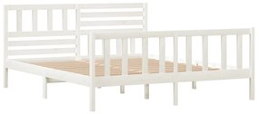 Estrutura de cama casal 135x190 cm madeira maciça branco