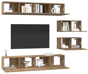 Conjunto de Estantes para TV 6 pcs carvalho artisiano