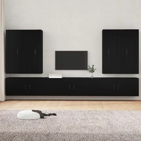 vidaXL Conjunto móveis de TV 7 pcs madeira processada preto