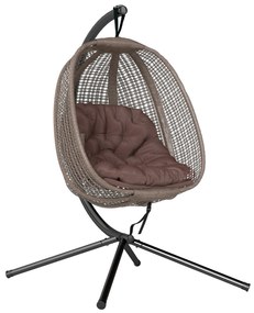 Outsunny Poltrona Suspensa com Efeito Imitação de Vime Poltrona Pendurada com Cesta Dobrável Suporta 120 kg para Exterior Marrom | Aosom Portugal