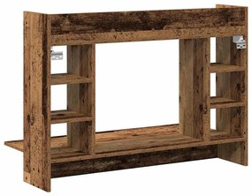 Secretária Montada na Parede Carvalho Antigo 105x48x75 cm Madeira Enge