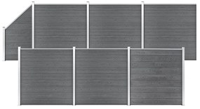 vidaXL Painel vedação WPC 6 quadrados 1 inclinado 1138x186 cm cinzento