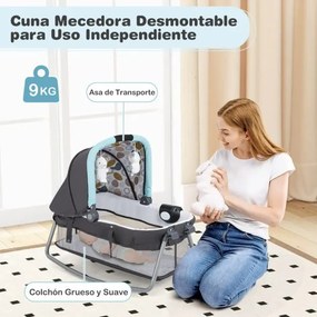 Berço dobrável e portátil 106 x 74 x 74 cm Parque infantil com berço de balanço e trocador Barra de brinquedos Caixa de música e bolsa de transporte C