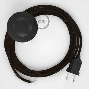 Cabo para candeeiro de chão, RM13 Castanho Seda Artificial 3 m. Escolha a cor da ficha e do interruptor.