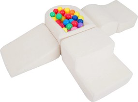 Blocos de espuma para crianças suave de 5 peças com piscina de bolinhas (NÃO INCLUIDAS) e capas Sherpa bege