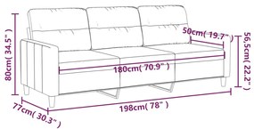 Sofá de 3 lugares tecido 180 cm cor creme