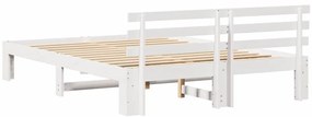 Estrutura de Cama de Madeira Branca Madeira 160 x 200 cm Durável