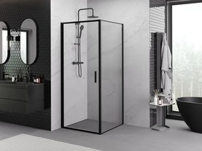 Mexen Exo-B cabine de duche com porta giratória 90 x 90 cm, transparente, preta - 817-090-090-70-00
