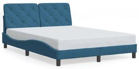Estrutura de cama c/ luzes LED 120x200 cm veludo azul