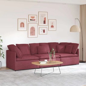 vidaXL Sofá modular com almofadas tecido vermelho tinto