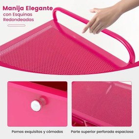 Carrinho multiusos com gavetas amovíveis e rodas com fecho Organizador de acessórios 63 x 37 x 87cm Rosa Escuro