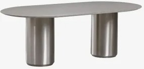 Mesa De Jantar Oval 220 X 110 Cm Luceida Aço Inoxidável Escovado & Aço Inoxidável Escovado - Sklum