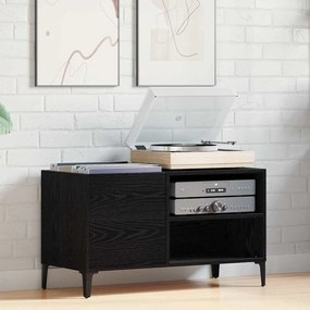 vidaXL Armário para discos de vinil Carvalho preto 84.5 x 38 x 48 cm