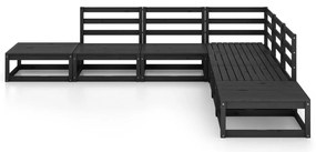 7 pcs conjunto lounge de jardim pinho maciço preto