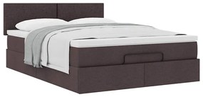 Cama otomana com colchão 140x190 cm tecido castanho escuro