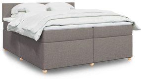 vidaXL Cama com molas/colchão 200x200 cm tecido castanho-acinzentado