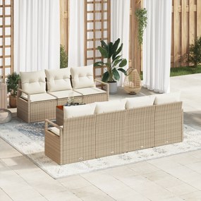 Conjunto de Sofá de Jardim vidaXL 8 Peças com Almofadas Bege Rattan Po