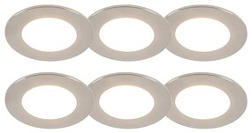 Conjunto de 6 focos de encastrar aço LED 3 etapas regulável IP65 - BLANCA Moderno