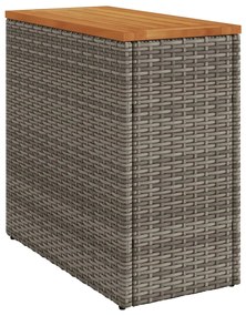 Mesa apoio jardim c/ tampo madeira 58x27,5x55 cm vime PE cinza