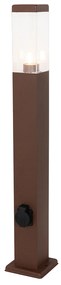 Candeeiro de exterior castanho ferrugem 80 cm com tomada IP44 - Malios Design,Moderno